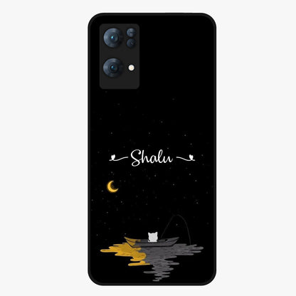 Silent Night Row Glass Case showing flat back view with calm night themed artwork and glossy glass finish.