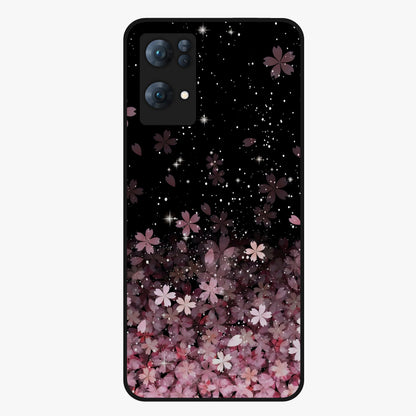 Small Starry Flowers Glass Case showing flat back view with delicate starry floral artwork and glossy glass finish.