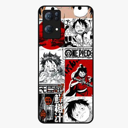 Strawhat Chaos Panels Glass Case showing flat back view with anime inspired chaos panel artwork and glossy glass finish.