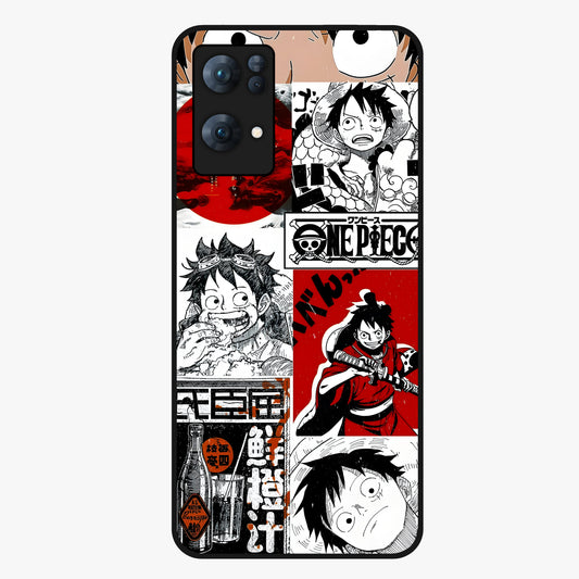 Strawhat Chaos Panels Glass Case showing flat back view with anime inspired chaos panel artwork and glossy glass finish.