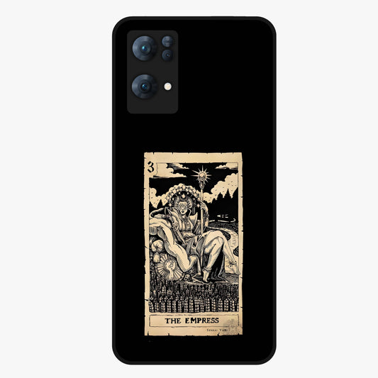 The Empress Glass Case showing flat back view with regal feminine artwork and glossy glass finish.