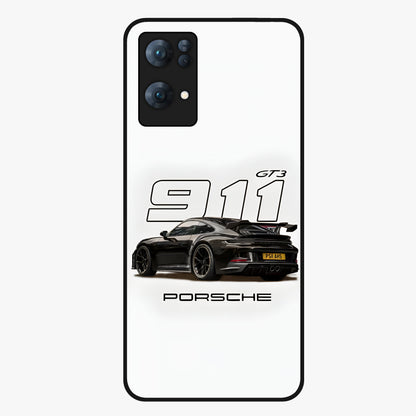 Turbo Legacy Icon Glass Case showing flat back view with iconic sports car inspired artwork and glossy glass finish.