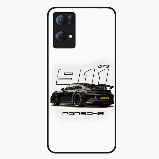 Turbo Legacy Icon Glass Case showing flat back view with iconic sports car inspired artwork and glossy glass finish.