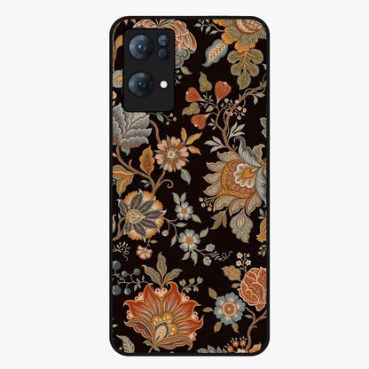 Vintage Floral Dream Glass Case showing flat back view with classic floral artwork and glossy glass finish.
