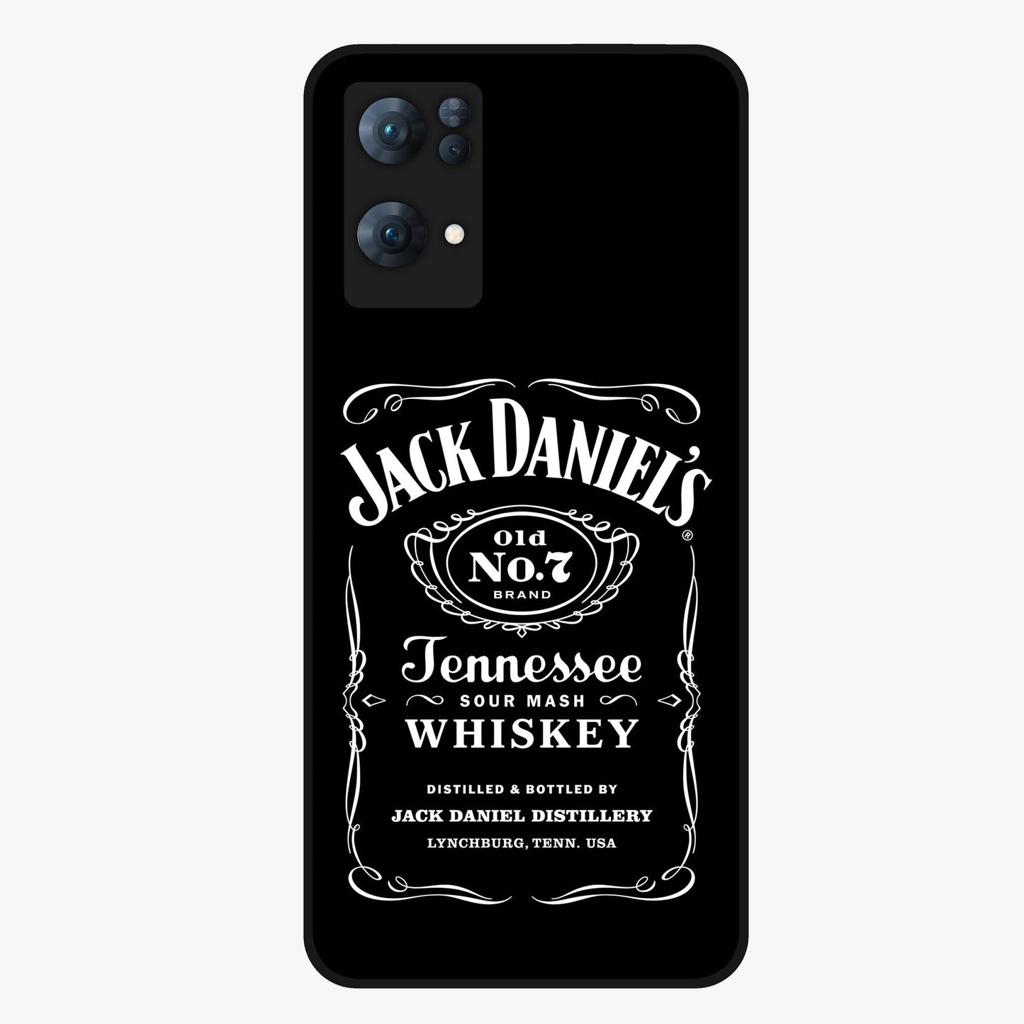 Vintage Whiskey Heritage Glass Case showing flat back view with classic whiskey inspired artwork and glossy glass finish.