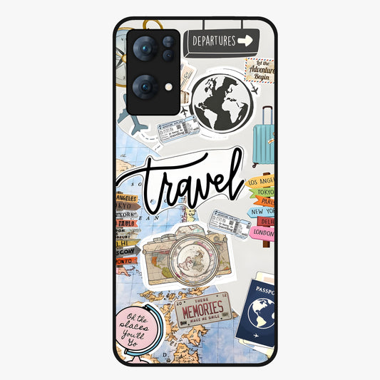 Wanderlust Journal Glass Case showing flat back view with travel inspired artwork and glossy glass finish.