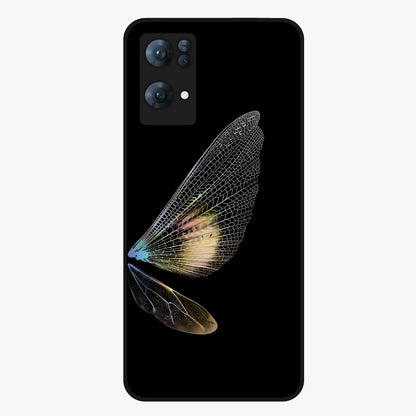 Whispers Of Wings Glass Case showing flat back view with graceful wing inspired artwork and glossy glass finish.