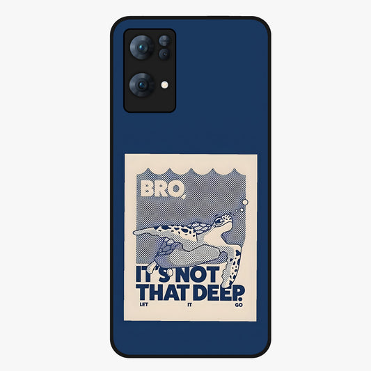 Worry Less Swim Glass Case showing flat back view with playful motivational artwork and glossy glass finish.