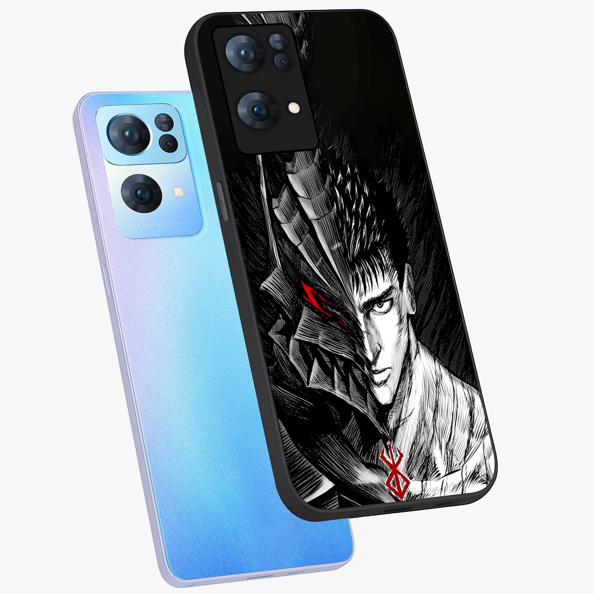 Berserker Blood Oath Glass Case displayed in angled mockup highlighting dark fantasy graphic design and powerful theme.