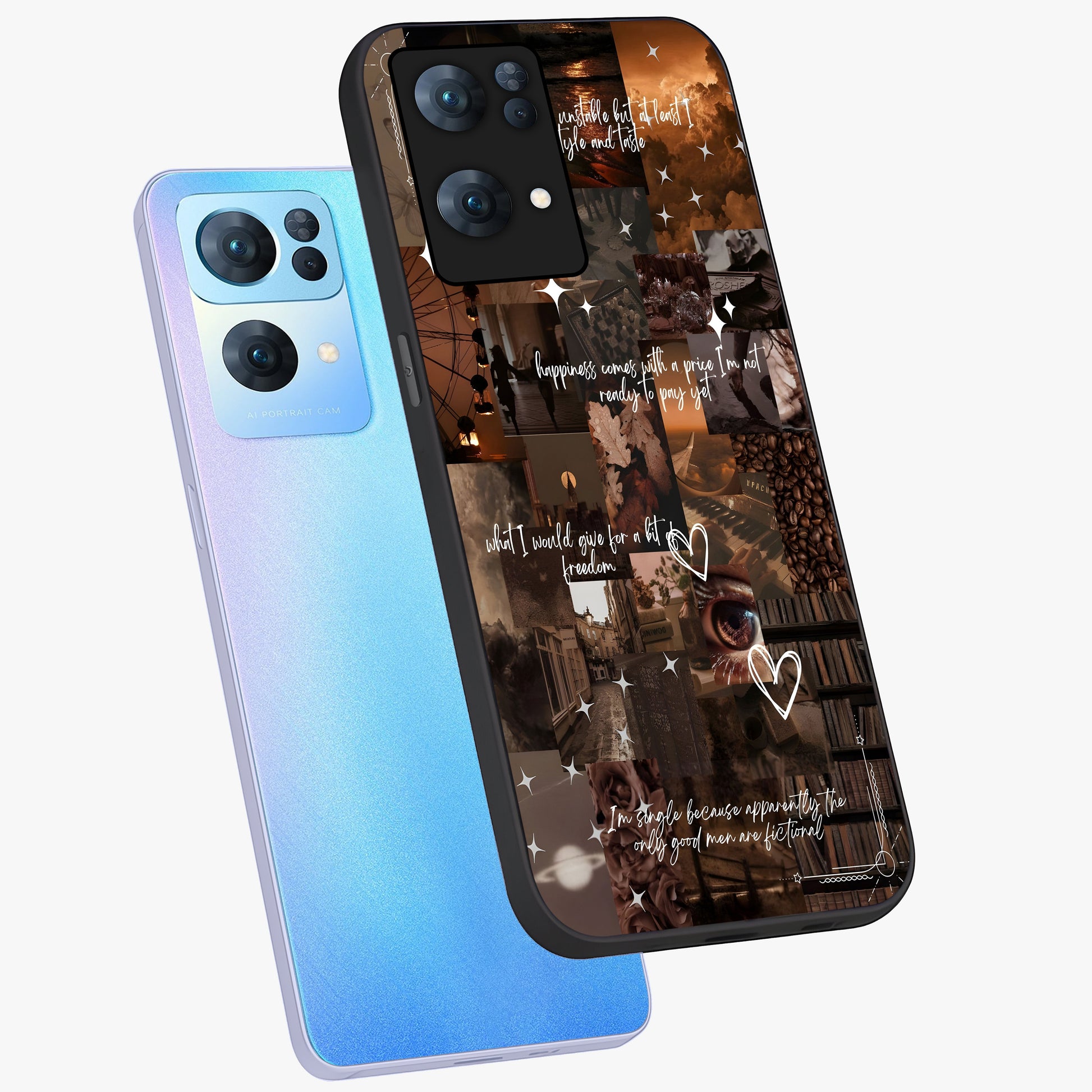 Bittersweet Aesthetic Chaos Glass Case displayed in angled mockup highlighting expressive abstract artwork and edgy aesthetic theme.