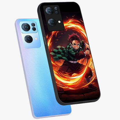 Blazing Sword Resolve Glass Case displayed in angled mockup highlighting powerful sword illustration and bold fantasy theme.