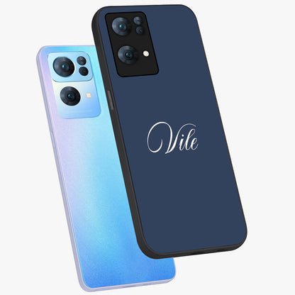 Blue Vintage Floral Pattern Glass Case showing flat back view with elegant vintage floral artwork and glossy glass finish.