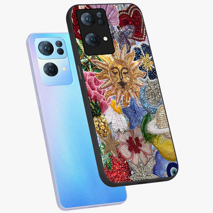 Celestial Floral and Playful Glass Case displayed in angled mockup highlighting playful floral design with dreamy celestial elements.