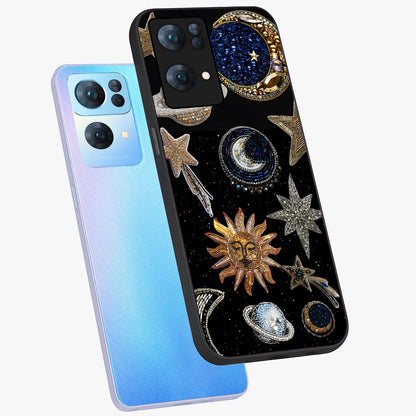 Celestial Gem Constellations Glass Case displayed in angled mockup highlighting gemstone inspired constellation design.