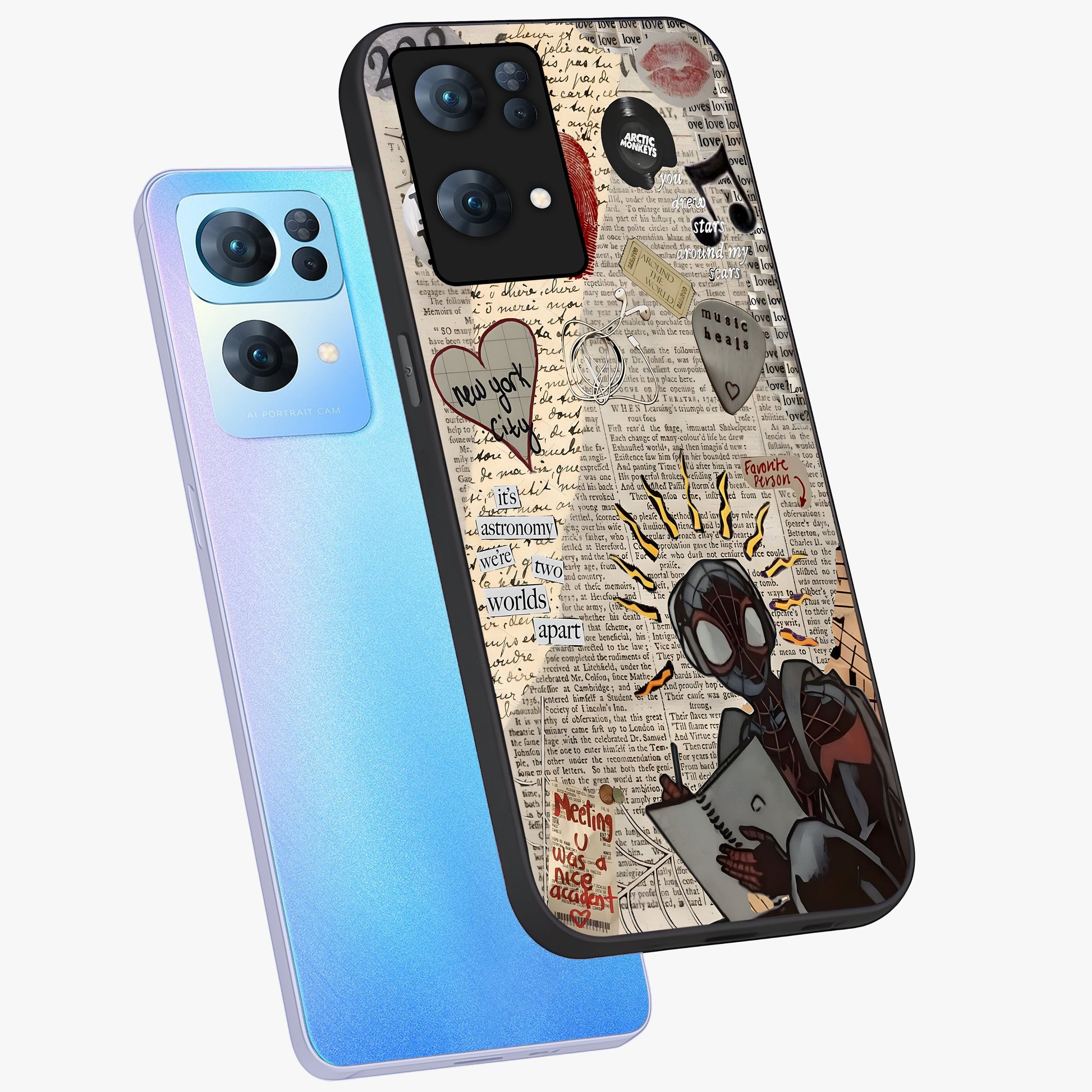 City Dream Sketch Glass Case displayed in angled mockup highlighting minimal city illustration with aesthetic sketch style.