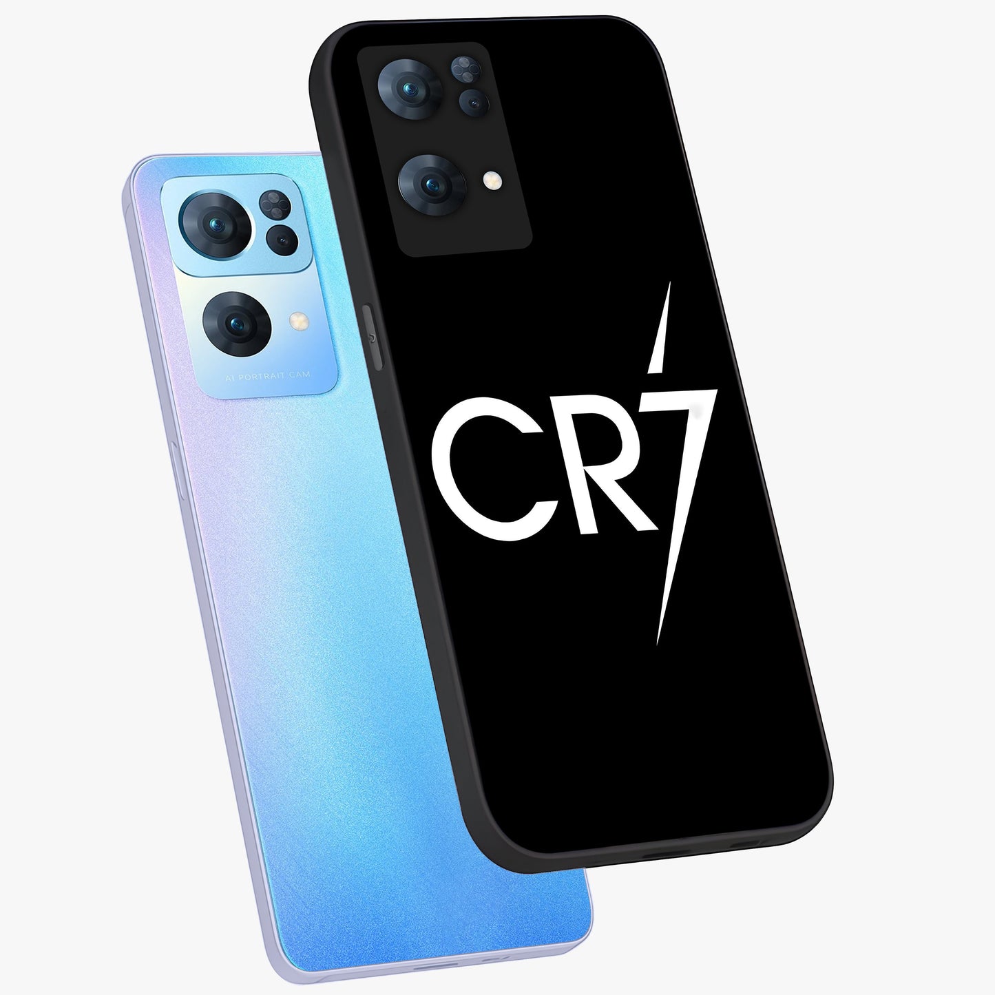 Cr7 Elite Strike Glass Case displayed in angled mockup highlighting powerful sports graphic with bold athletic theme.
