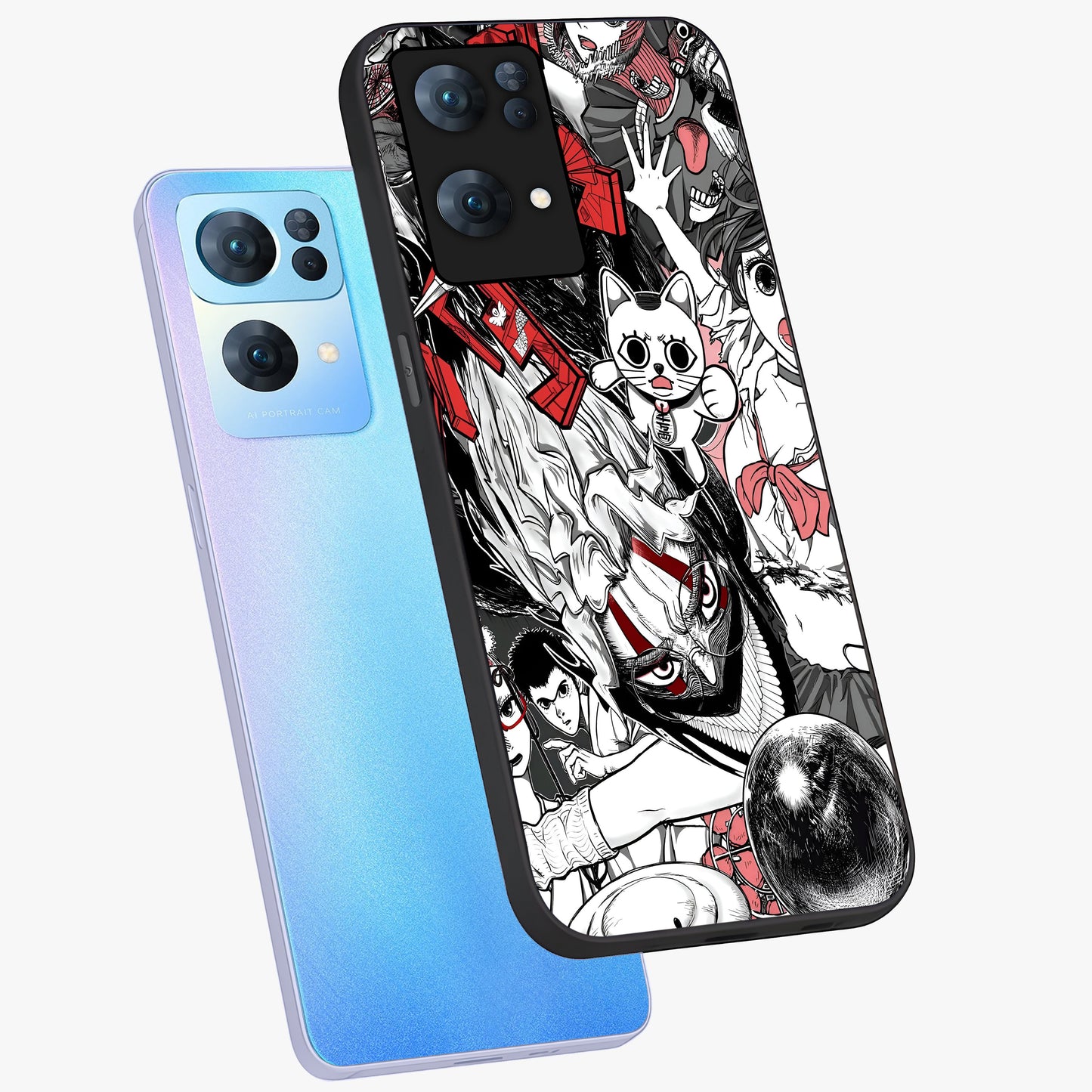 Crimson Chaos Panel Glass Case displayed in angled mockup highlighting chaotic panel style design with modern graphic theme.