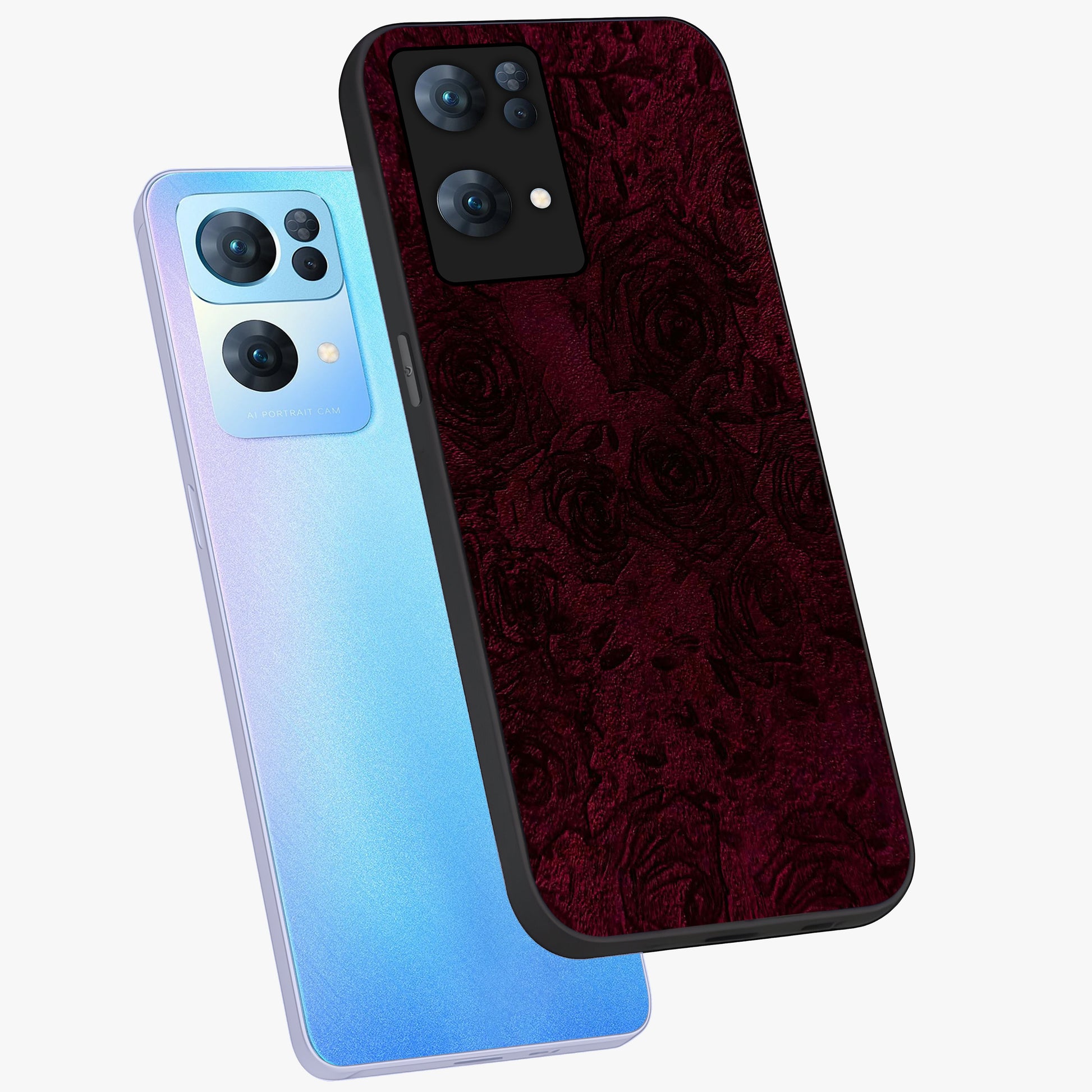Crimson Fade Flow Glass Case displayed in angled mockup highlighting smooth gradient design with modern aesthetic style.