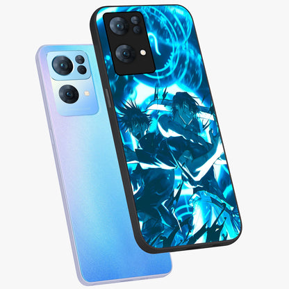 Cursed Energy Clash Glass Case displayed in angled mockup highlighting powerful battle inspired graphic with anime style aesthetic.