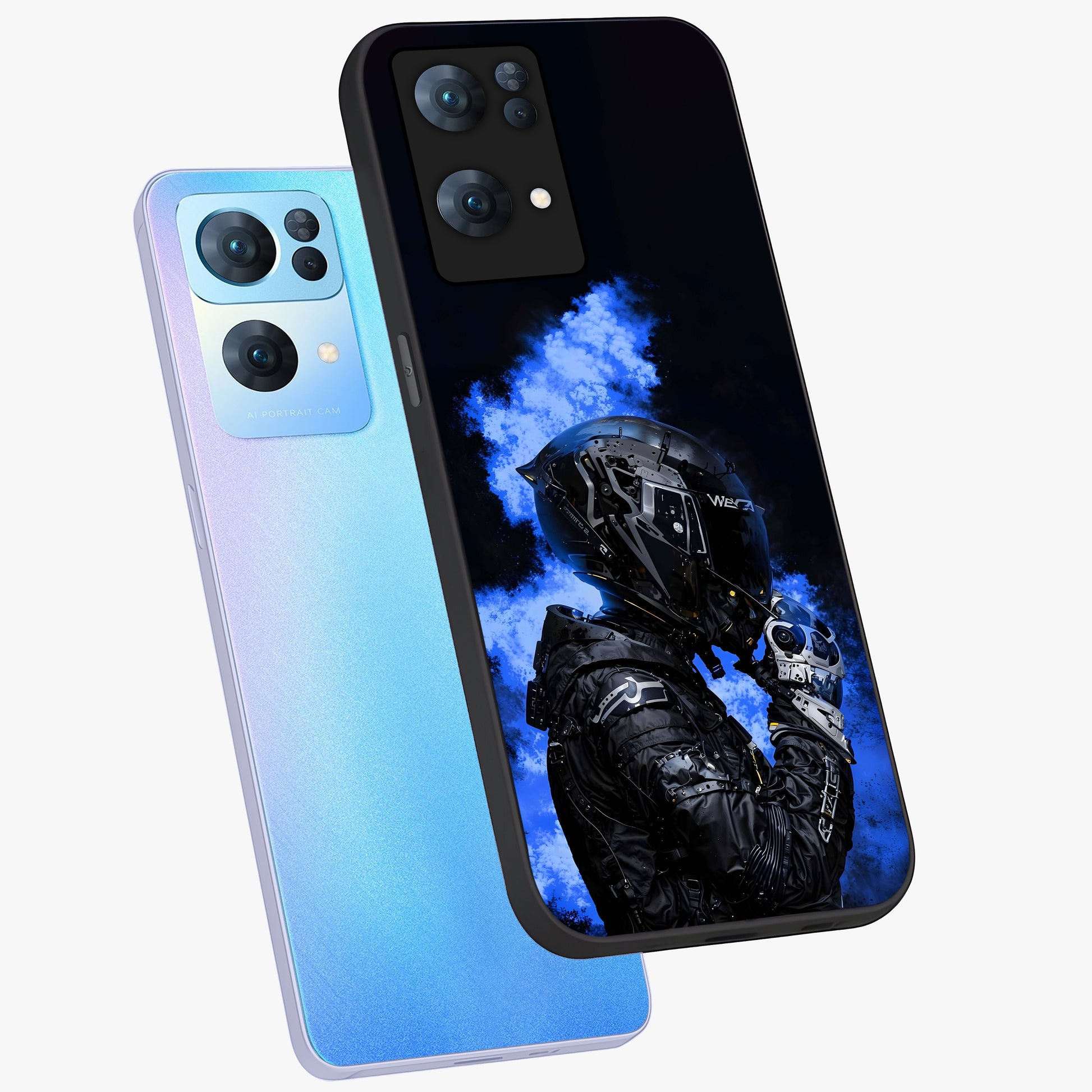 Cyber Sentinel Protocol Glass Case displayed in angled mockup highlighting digital cyber design with sci-fi aesthetic style.