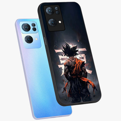 Dark Warrior In Rain Glass Case displayed in angled mockup highlighting dramatic warrior illustration with dark rain aesthetic.