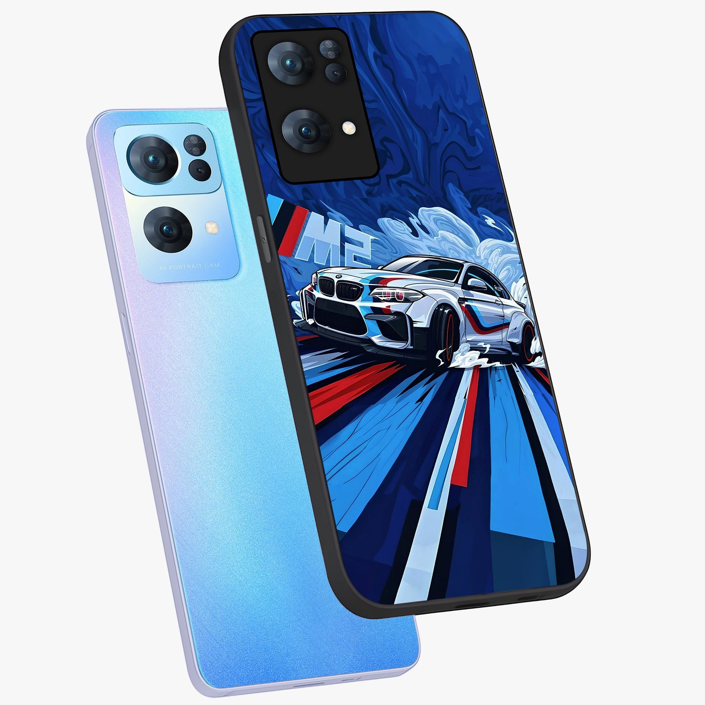 Drift Power Rush Glass Case displayed in angled mockup highlighting powerful drift car design with sporty aesthetic style.