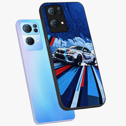 Drift Power Rush Glass Case displayed in angled mockup highlighting powerful drift car design with sporty aesthetic style.