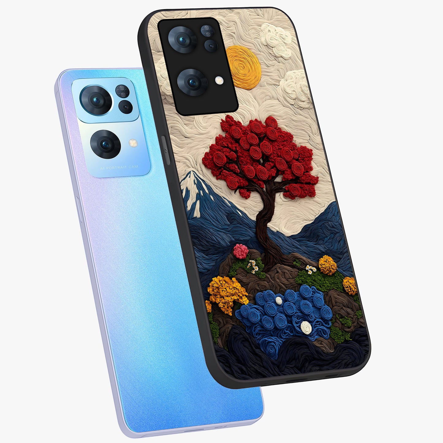 Eternal Nature Tapestry Glass Case displayed in angled mockup highlighting detailed botanical pattern with artistic aesthetic.