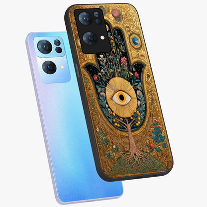 Ethereal Evil Eye Glass Case displayed in angled mockup highlighting protective evil eye symbol with spiritual aesthetic design.