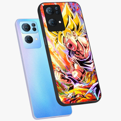 Firing Goku Glass Case displayed in angled mockup highlighting dynamic anime character design with action aesthetic.