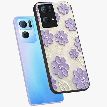 Floral Wall Art With Purple Flowers Glass Case displayed in angled mockup highlighting vibrant purple floral illustration with artistic aesthetic.