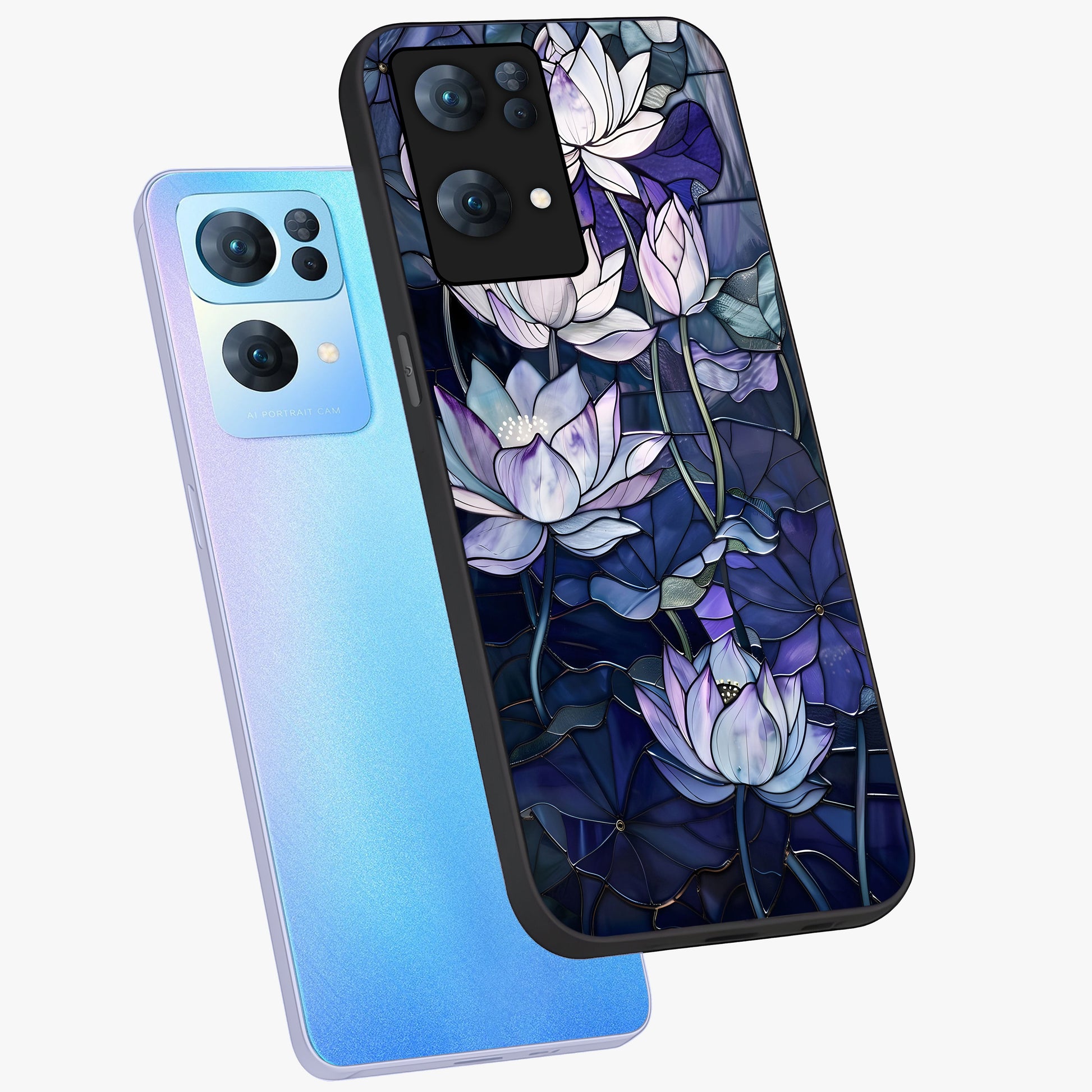 Gloss Petal Rush Glass Case displayed in angled mockup highlighting vibrant petal design with elegant floral aesthetic.