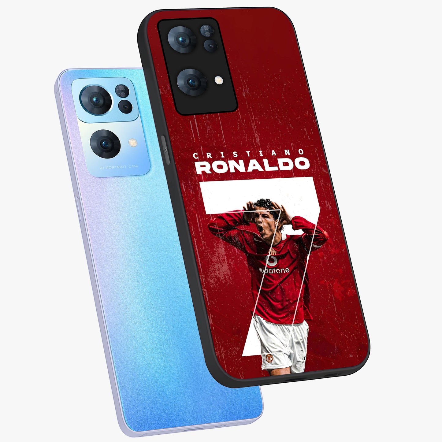 Goal Celebration Legacy Glass Case displayed in angled mockup highlighting energetic sports celebration design with bold athletic theme.