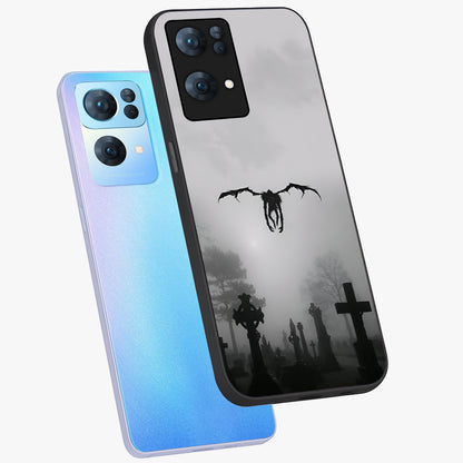 Graveyard Shadow Descent Glass Case displayed in angled mockup highlighting eerie shadow illustration with gothic aesthetic.