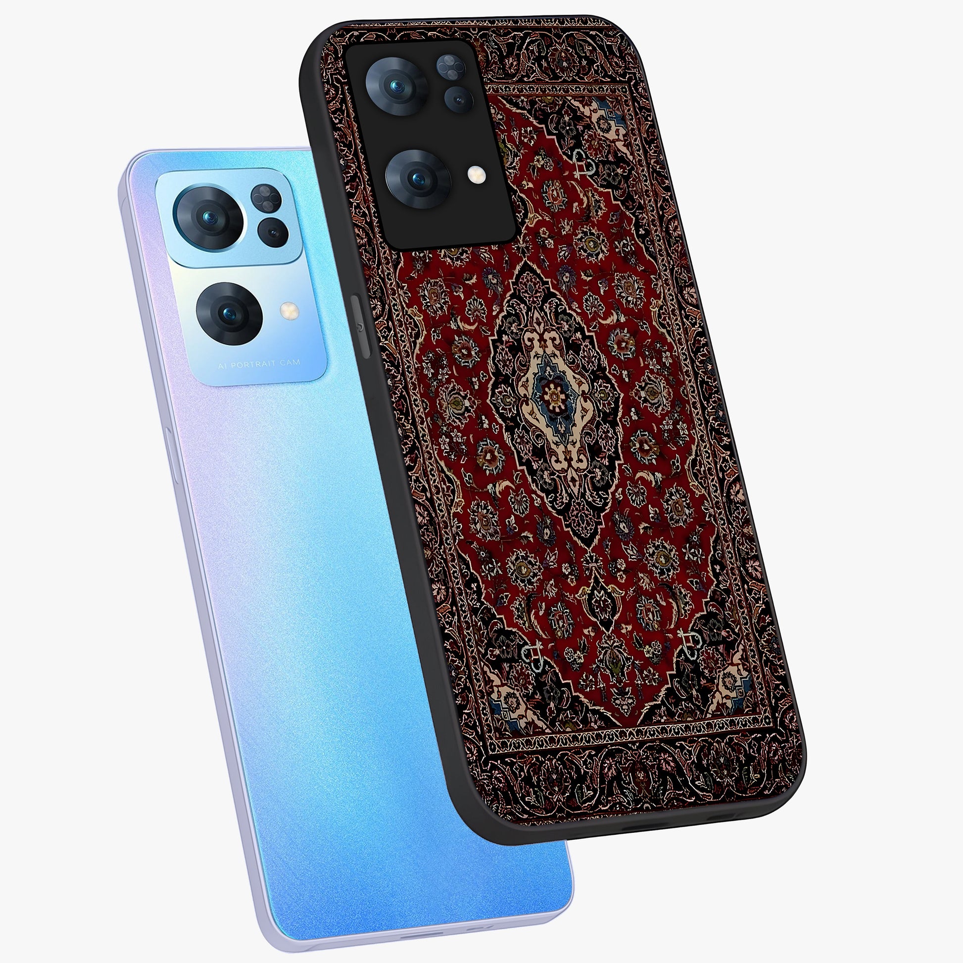 Heritage Carpet Royale Glass Case displayed in angled mockup highlighting intricate royal carpet design with heritage aesthetic.