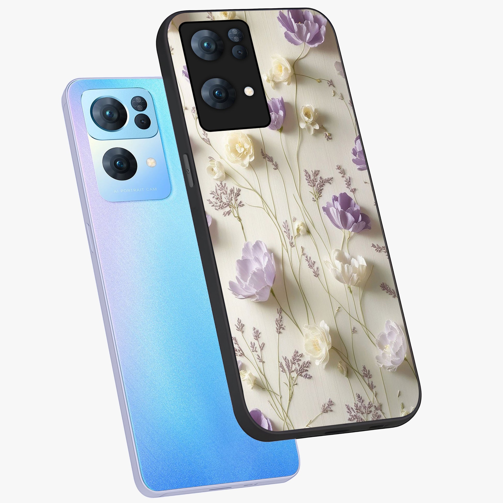 Lilac Breeze Harmony Glass Case displayed in angled mockup highlighting calm lilac breeze design with soothing aesthetic style.