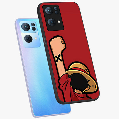 Luffy X Spirit Glass Case displayed in angled mockup highlighting powerful anime design with energetic action aesthetic.