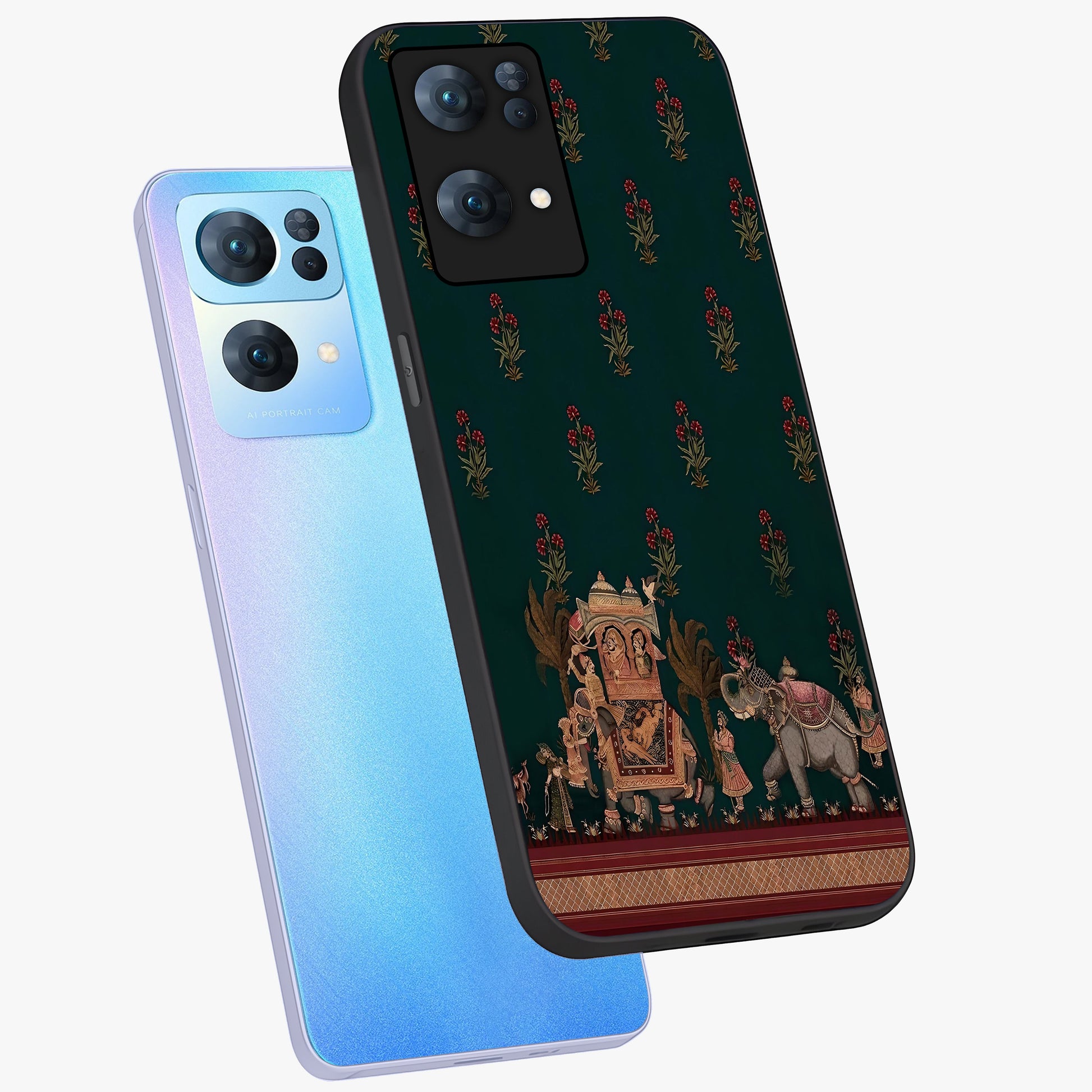 Macmerise Glass Case displayed in angled mockup highlighting trendy graphic design with sleek aesthetic style.