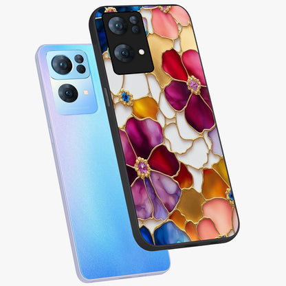 Marble Flower Pattern Glass Case displayed in angled mockup highlighting elegant marble floral design with modern aesthetic.