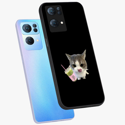 Matcha Cat Style Glass Case displayed in angled mockup highlighting playful feline design with pastel matcha aesthetic.