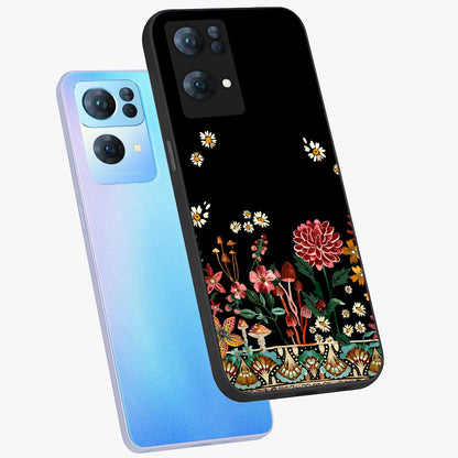 Midnight Bloom Pattern Glass Case displayed in angled mockup highlighting elegant flower design with midnight aesthetic style.