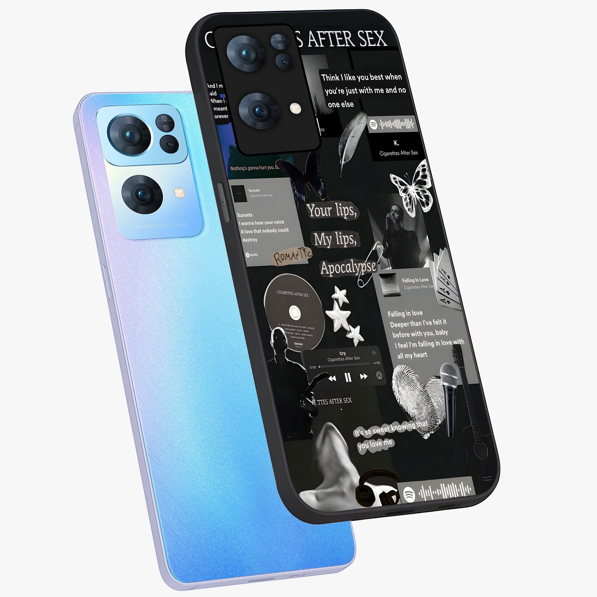 Midnight Love Echo Glass Case displayed in angled mockup highlighting elegant love inspired design with deep aesthetic style.
