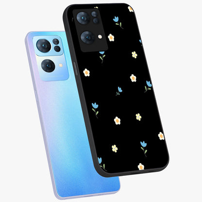 Minimal Petal Whispers Glass Case displayed in angled mockup highlighting delicate petal design with clean minimal aesthetic.
