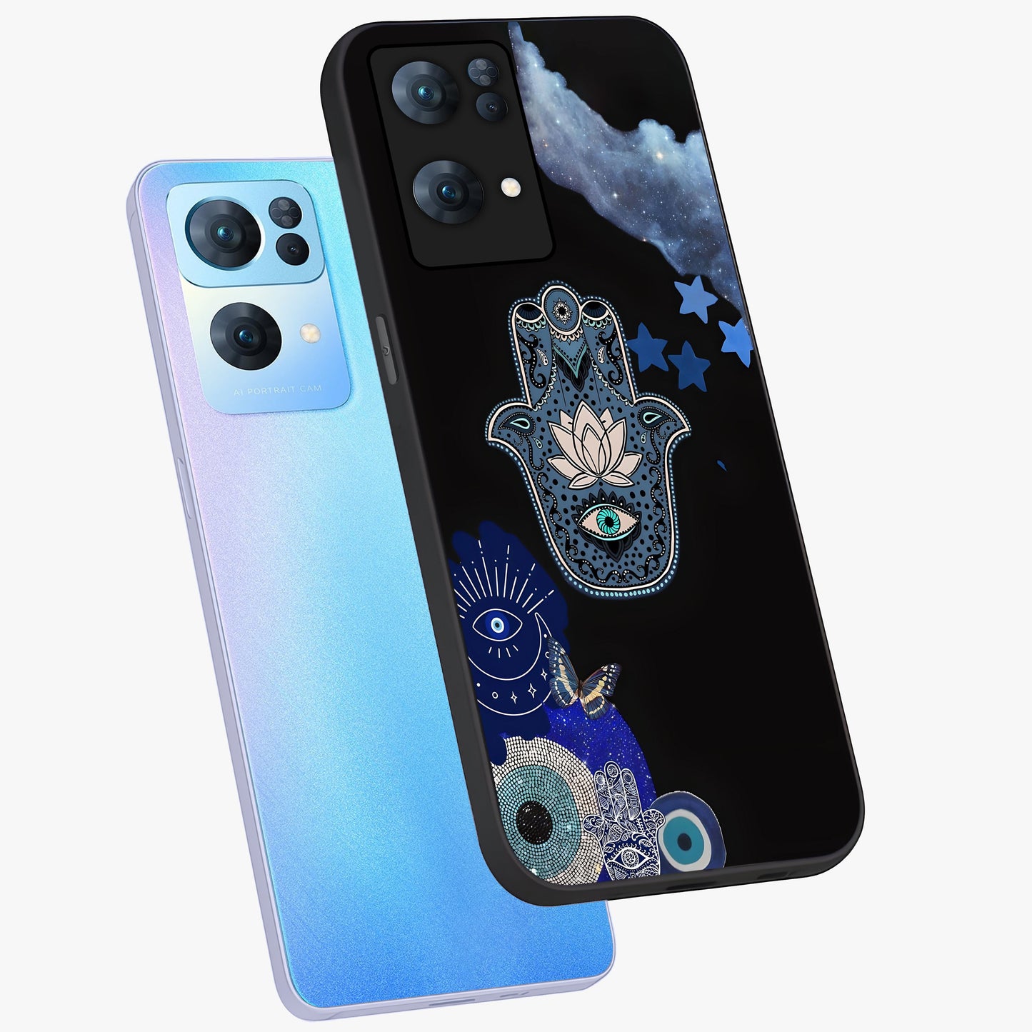 Mystic Hand Aura Glass Case displayed in angled mockup highlighting magical aura design with spiritual aesthetic style.