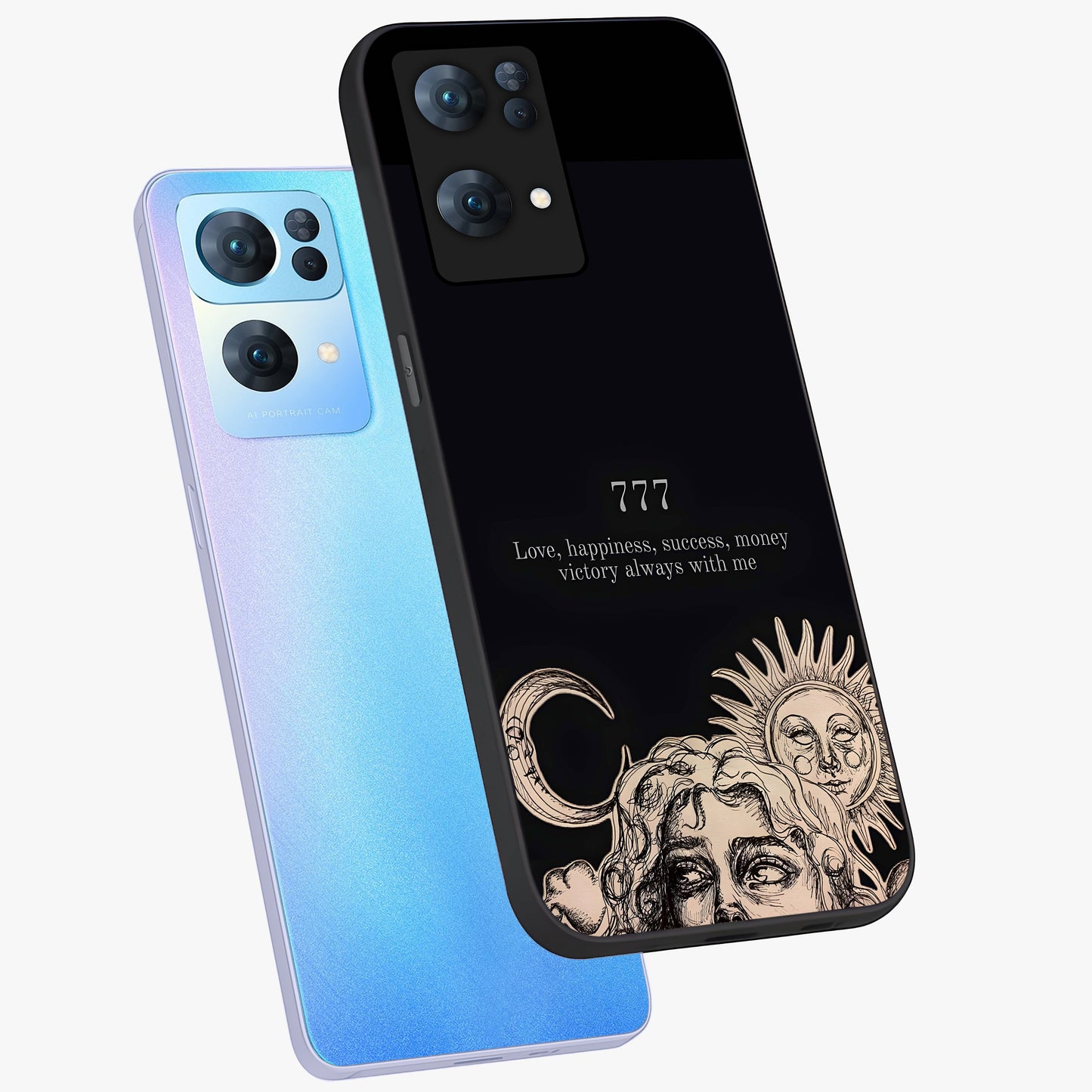 Mystic Victory Aura Glass Case displayed in angled mockup highlighting energetic aura design with bold mystical aesthetic.