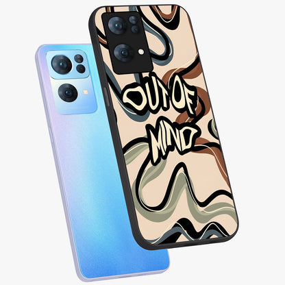 Out Of Mind Glass Case displayed in angled mockup highlighting bold statement design with modern artistic aesthetic.