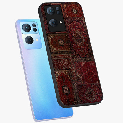 Persian Velvet Tale Glass Case displayed in angled mockup highlighting ornate textile inspired design with royal aesthetic.