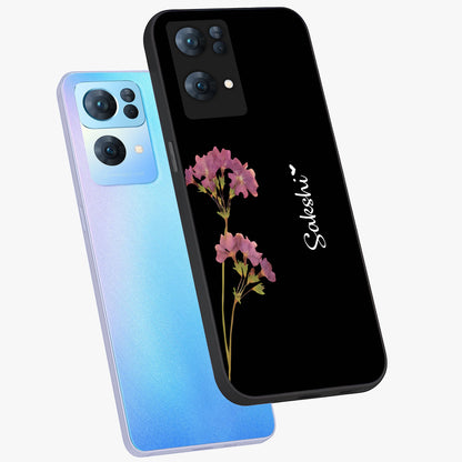 Riching Lavender Flower Custom Name Glass Case displayed in angled mockup highlighting delicate lavender flower design with custom name feature.
