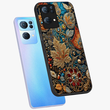 Royal Jewel Garden Glass Case displayed in angled mockup highlighting vibrant jewel inspired floral design with elegant aesthetic.
