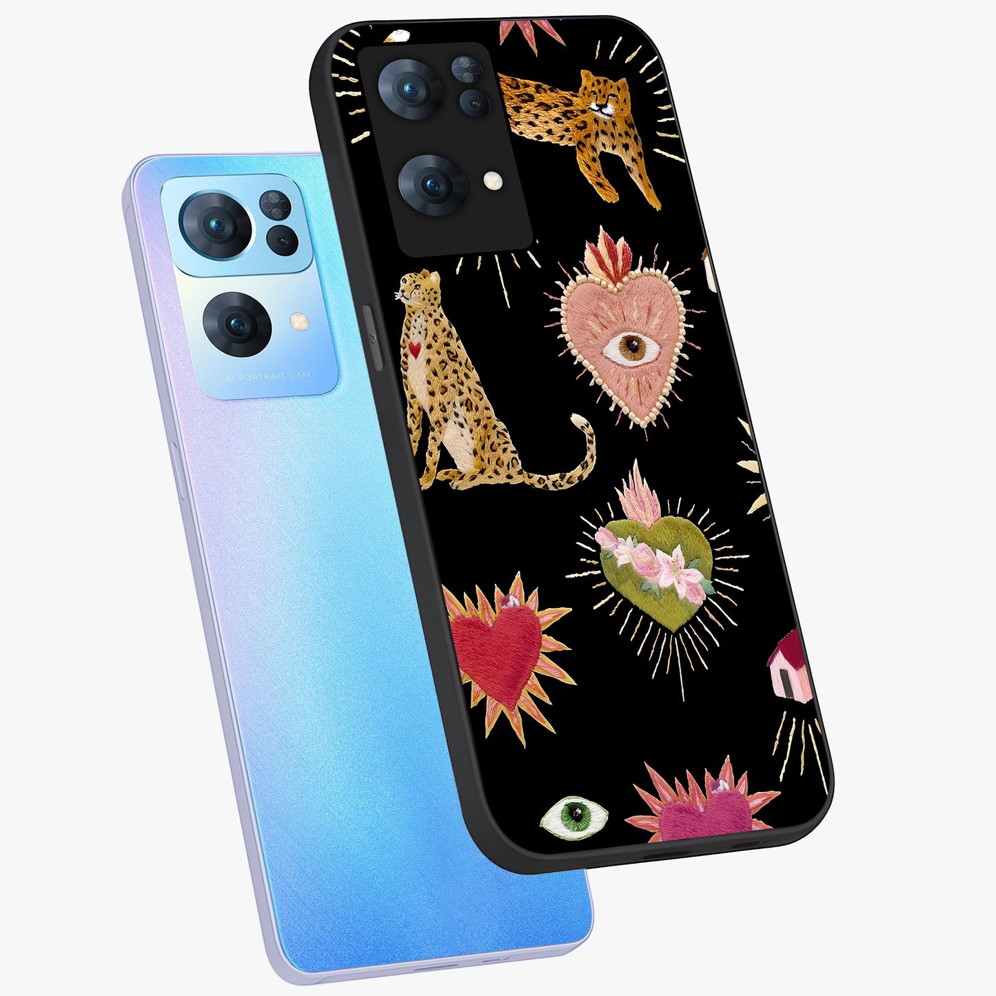 Sacred Jungle Heart Glass Case displayed in angled mockup highlighting lush tropical design with natural aesthetic style.